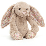 Peluche Lapin beige foncé fleuri - 7 pouces (Petit)