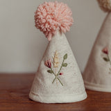 MINI Chapeau de fête pompon ROSE : Broderie FLEURS