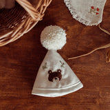 Mini Chapeau de fête : Broderie ourson fait à la main