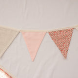 Guirlande fanion : fleuri rose / lin / crème