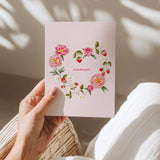 Carte de souhaits - Marie-Lise Illustration - Pivoines et fraises pour maman