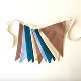 Guirlande fanion lin : Bleu et Moka