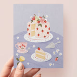 Carte de souhaits - Marie-Lise Illustration - Gâteau aux fraises